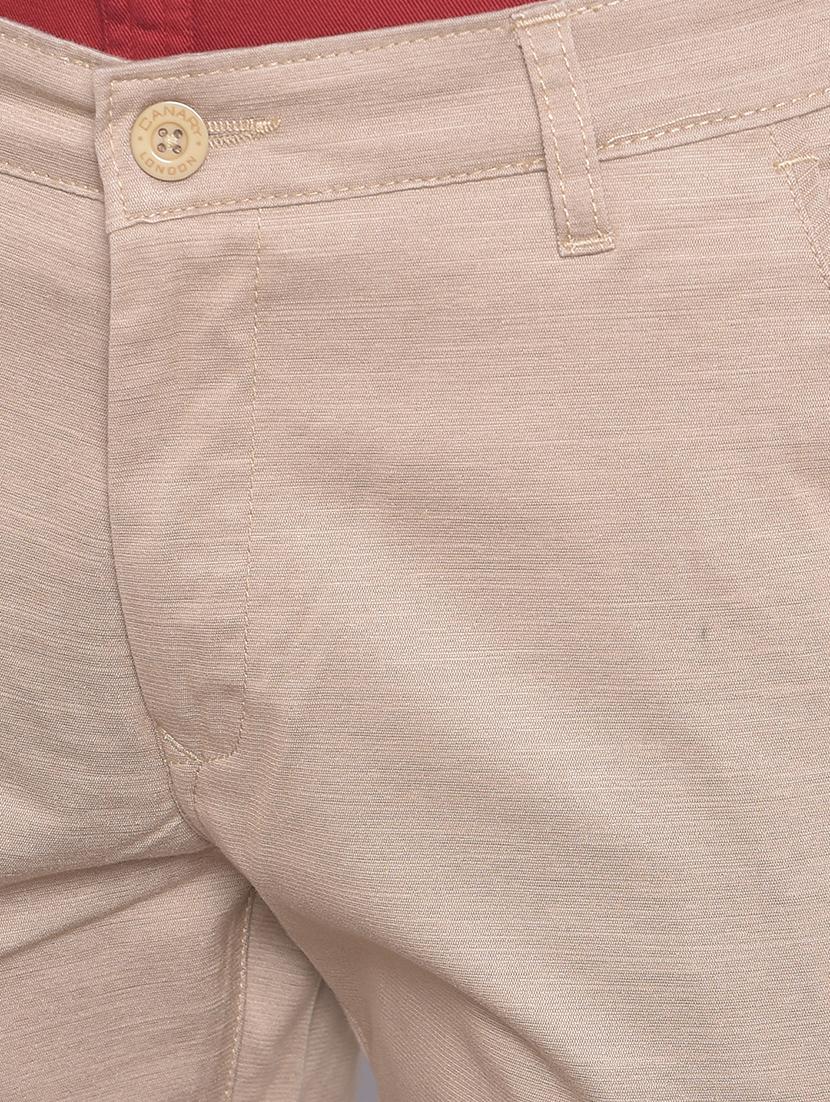 khaki solid chinos casual trouser - 20137390 - Standard Image - 5