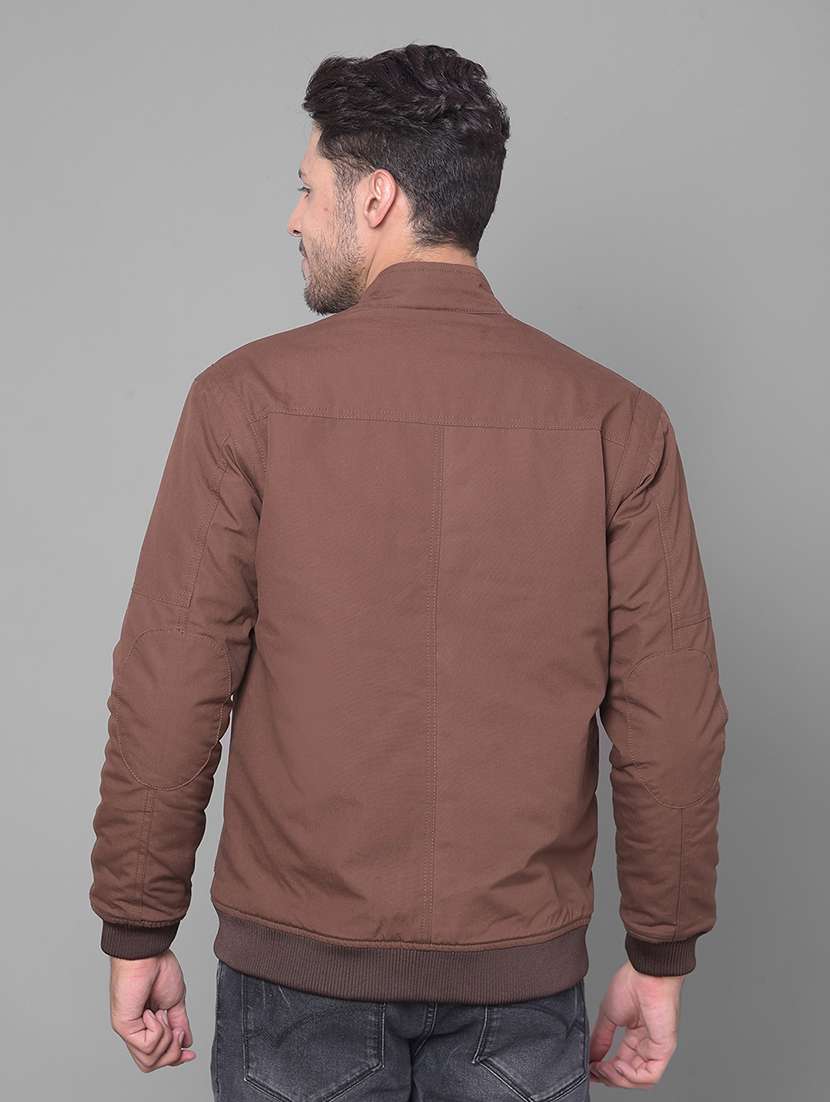 brown solid casual jacket - 20137408 - Standard Image - 3