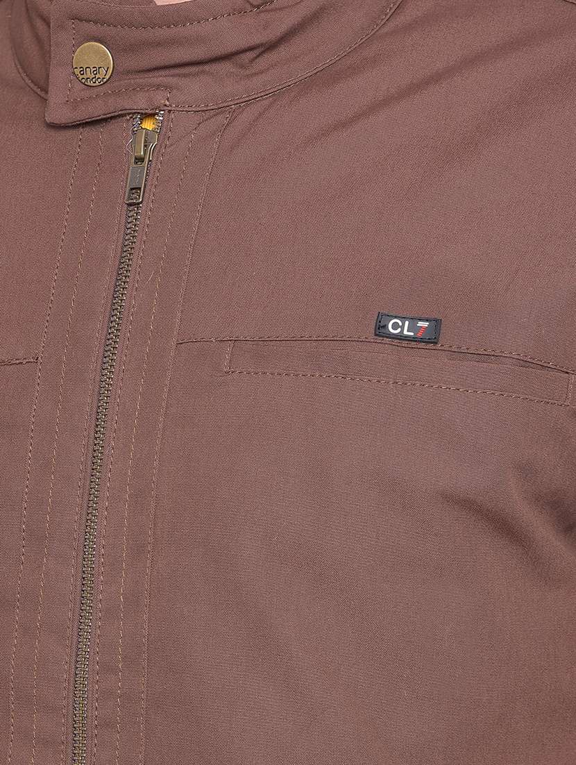 brown solid casual jacket - 20137408 - Standard Image - 5