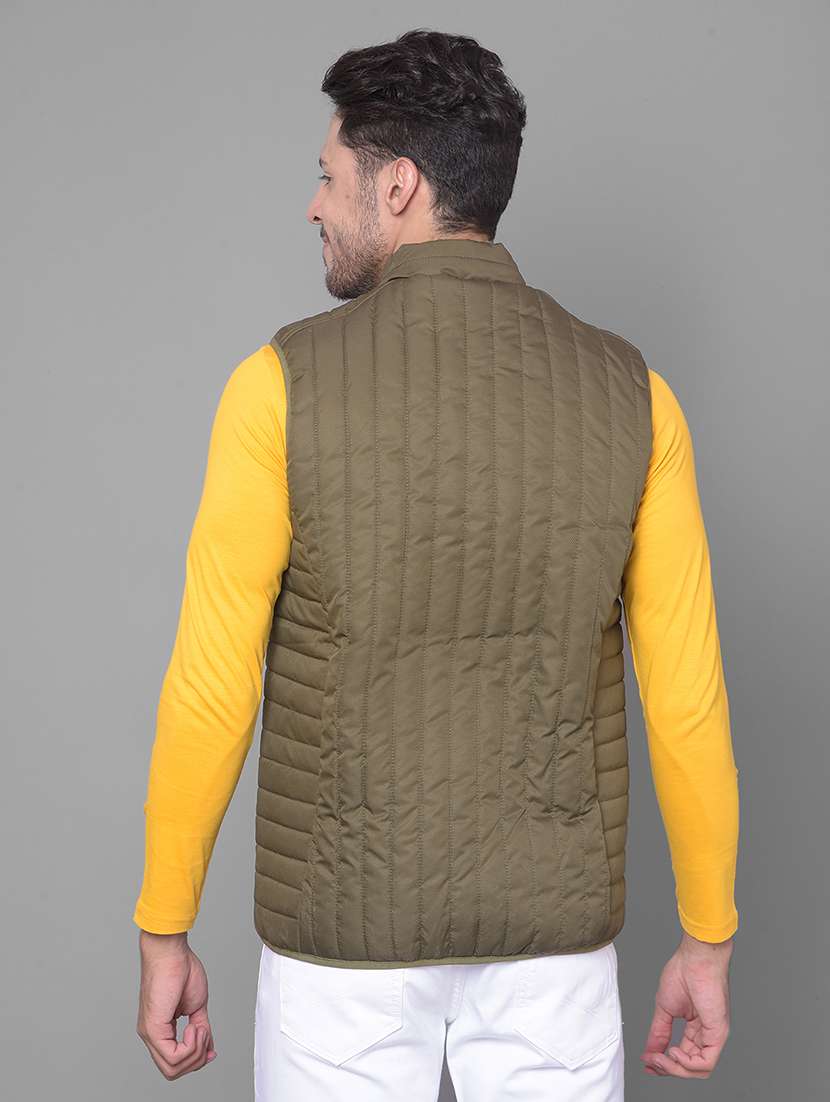 men solid sleeveless quilted jacket - 20137412 - Standard Image - 3