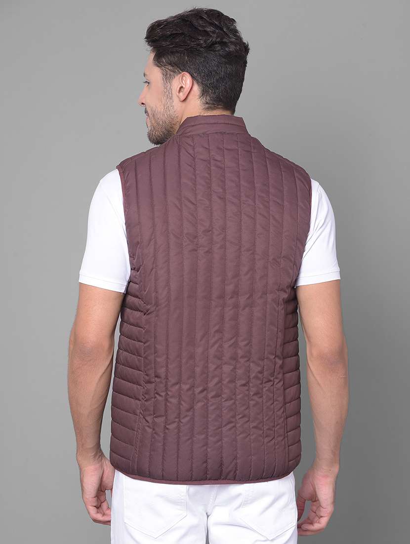 men solid sleeveless quilted jacket - 20137413 -  Standard Image - 3