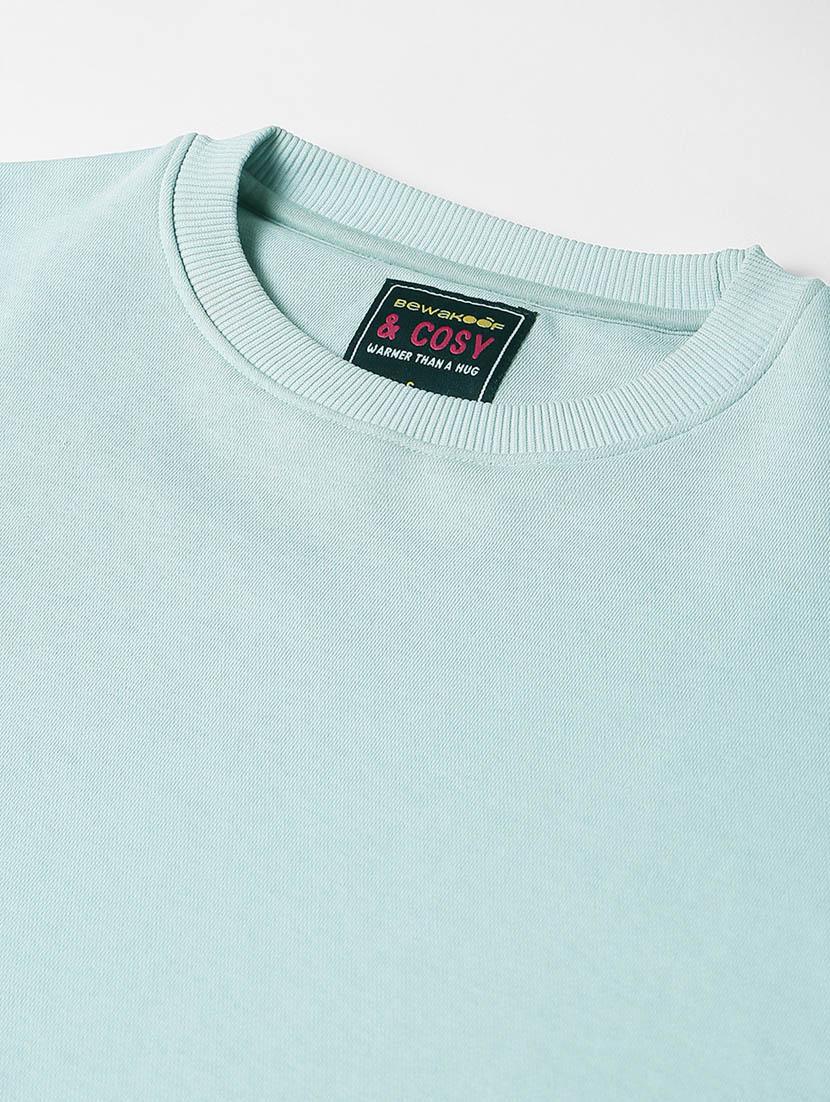 light blue solid round neck sweatshirt - 20145869 - Standard Image - 5