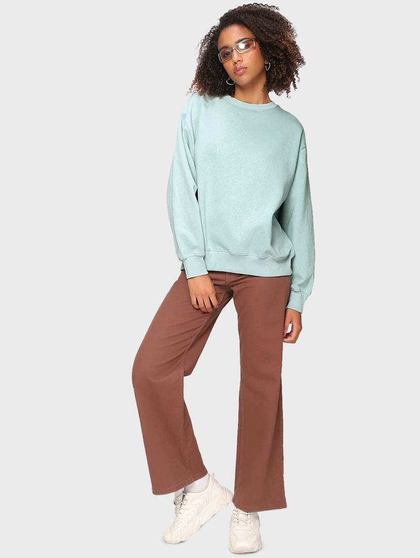 light blue solid round neck sweatshirt - 20145879 - Standard Image - 3