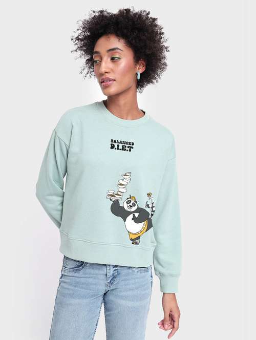 light blue solid long sleeve sweatshirt - 20145891 -  Standard Image - 0