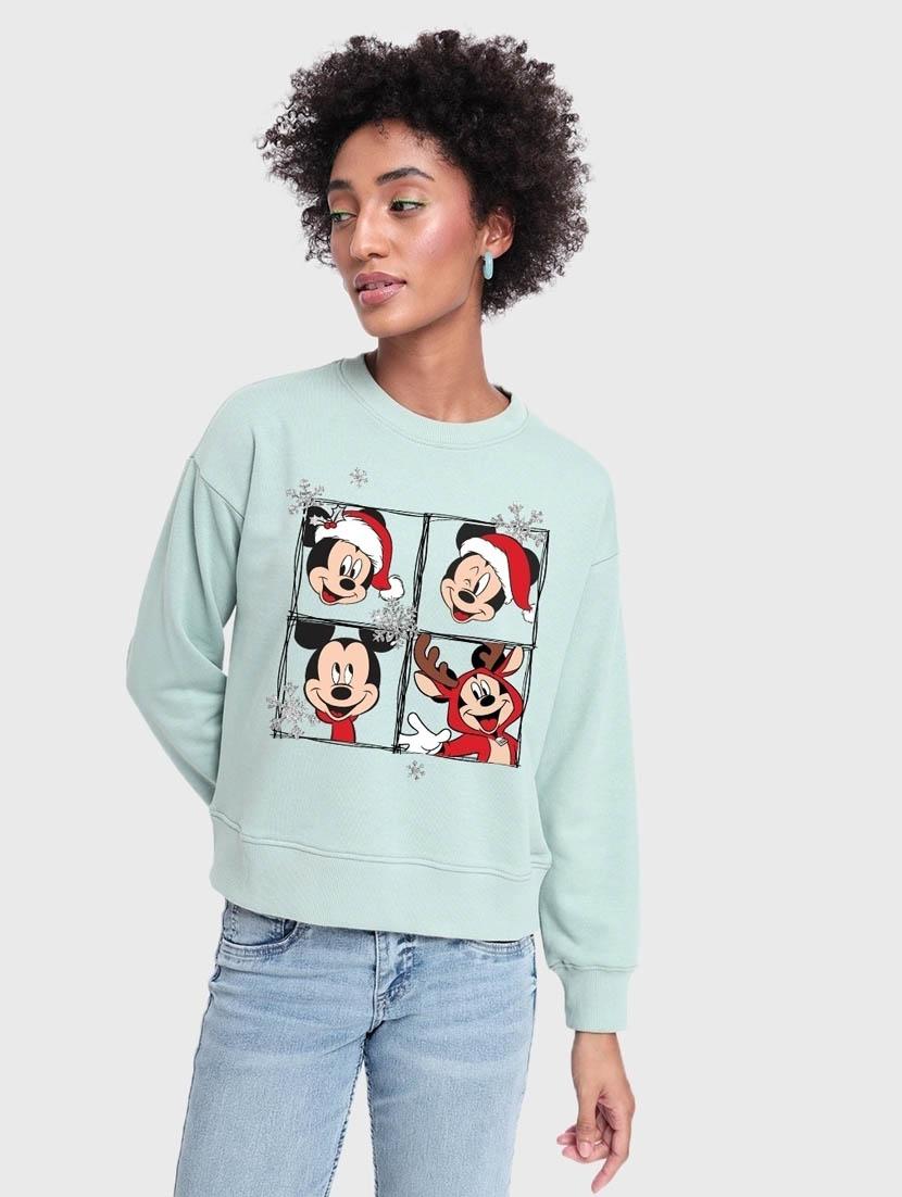 light blue printed long sleeve sweatshirt - 20145896 - Zoom Image - 0
