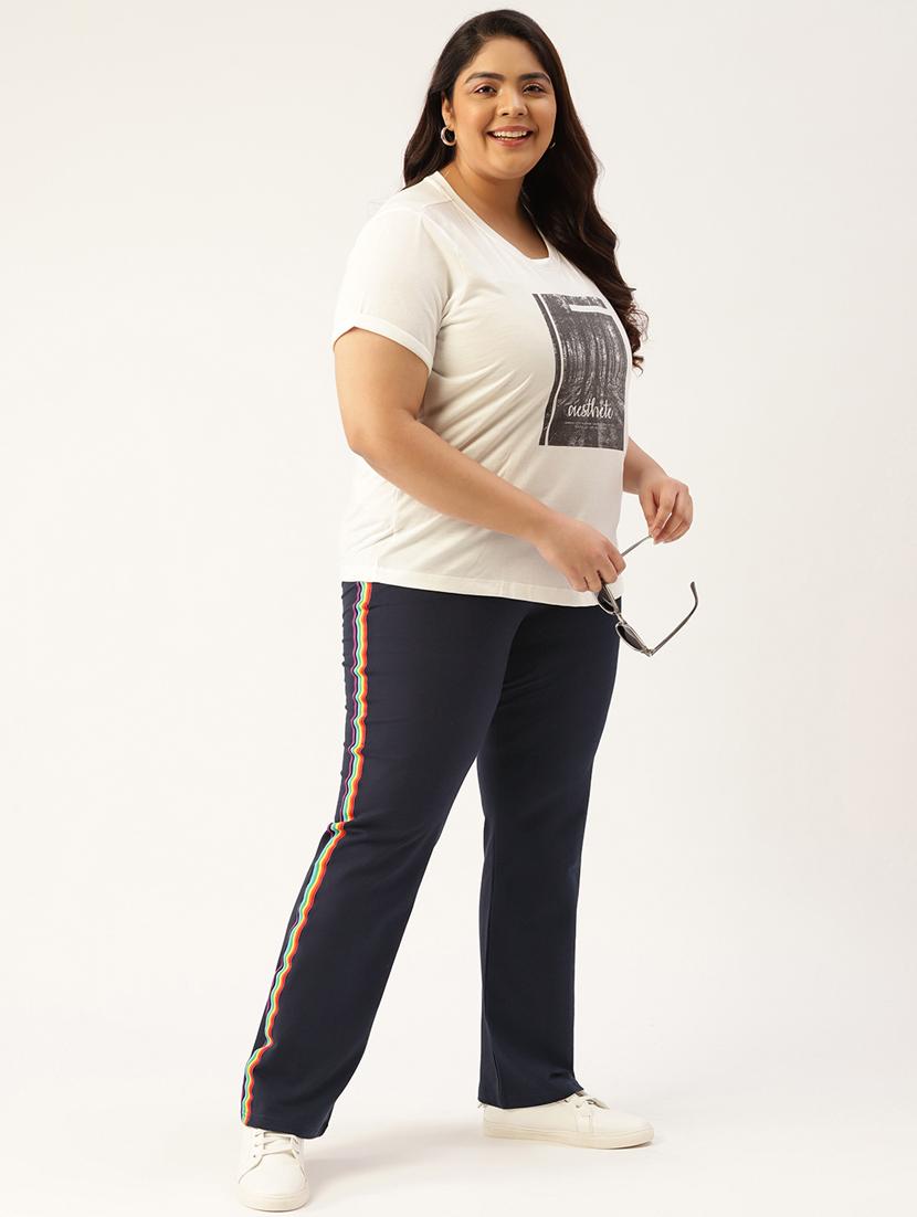 navy blue side striped full length trouser - 20148610 - Standard Image - 3