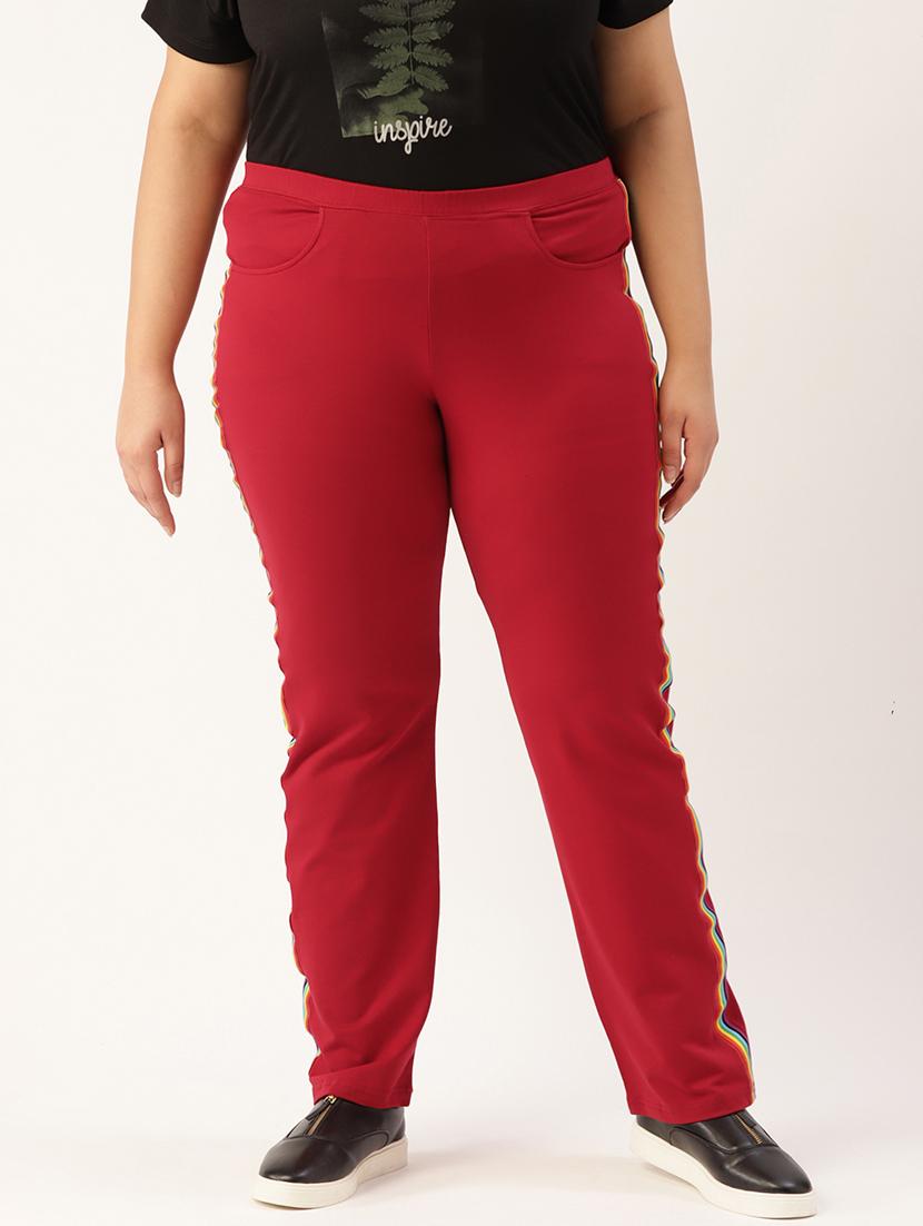 plus size red side striped full length trouser - 20148614 - Zoom Image - 0