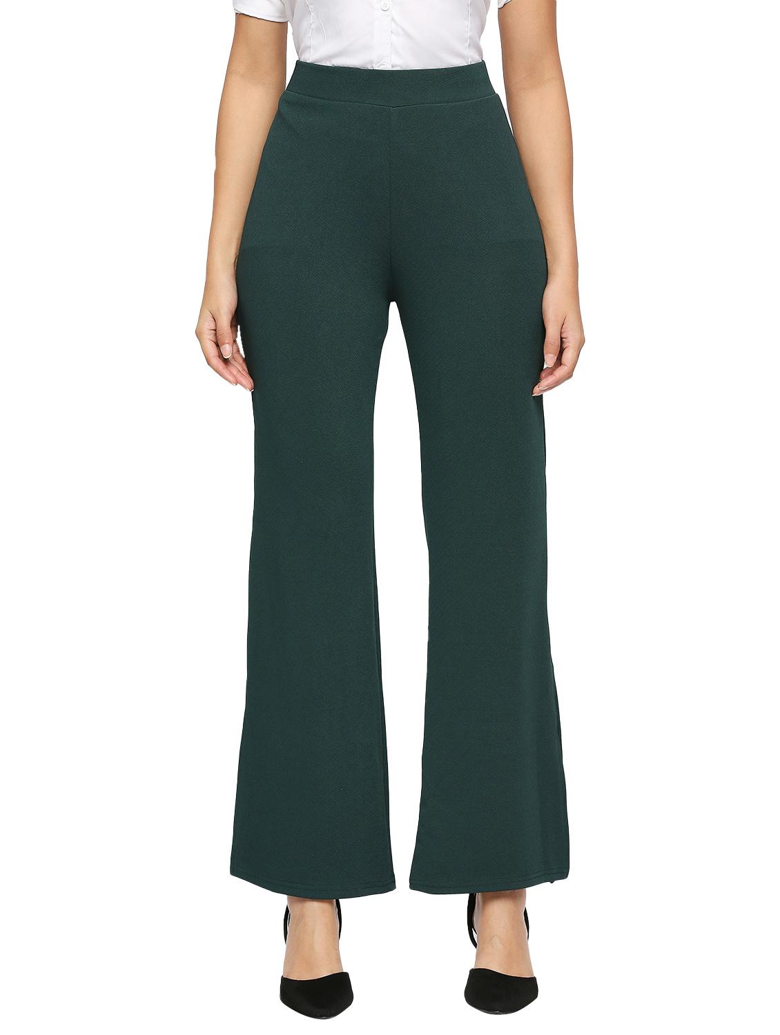 green solid high rise bootcut trouser  - 20148644 -  Zoom Image - 0