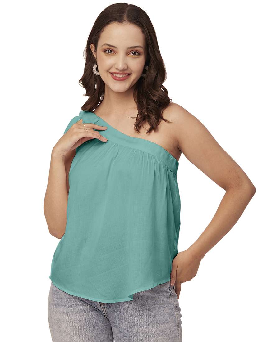 women's straight single shoulder top - 20148983 - Zoom Image - 0
