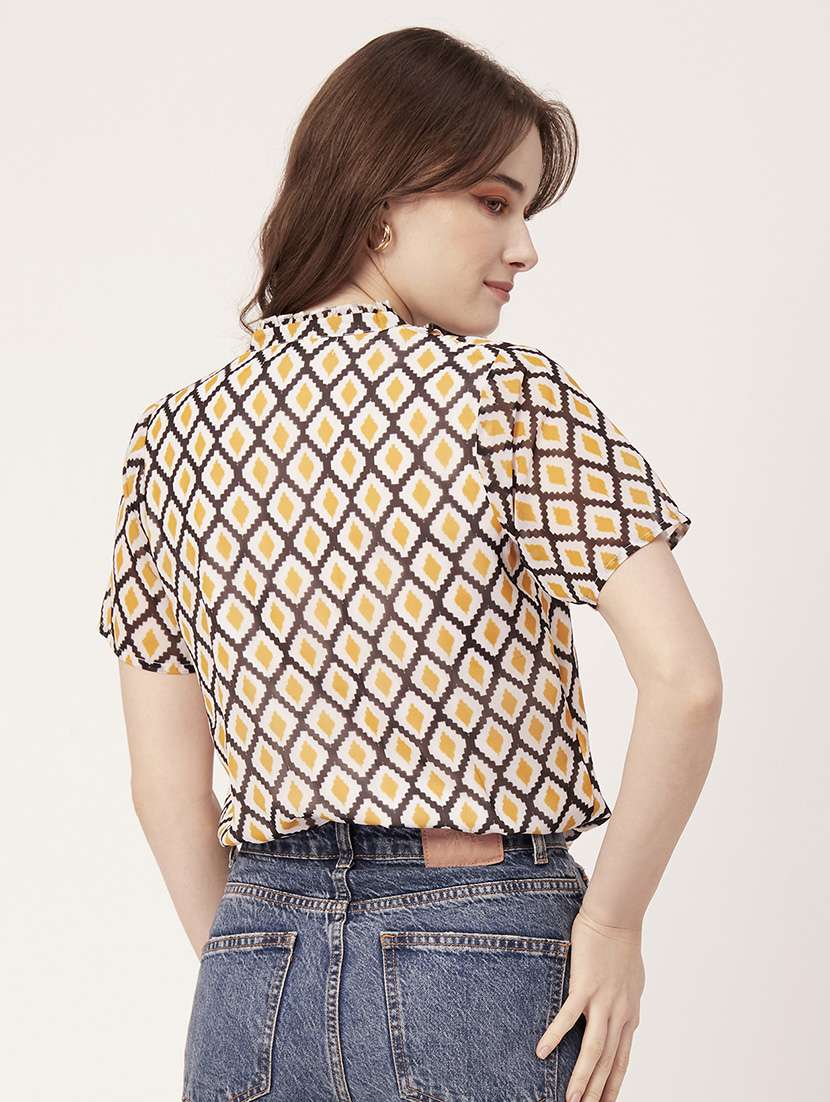 women's straight mandarin neck top - 20149013 -  Standard Image - 3