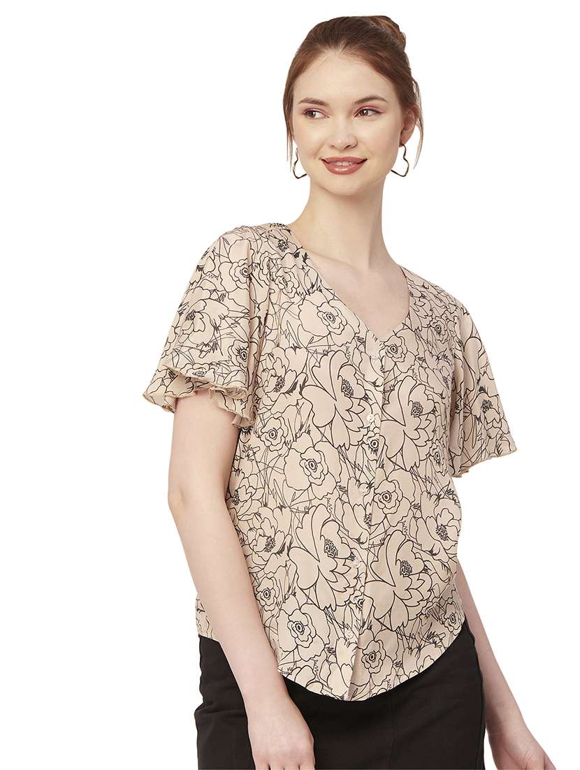 women's straight v neck top