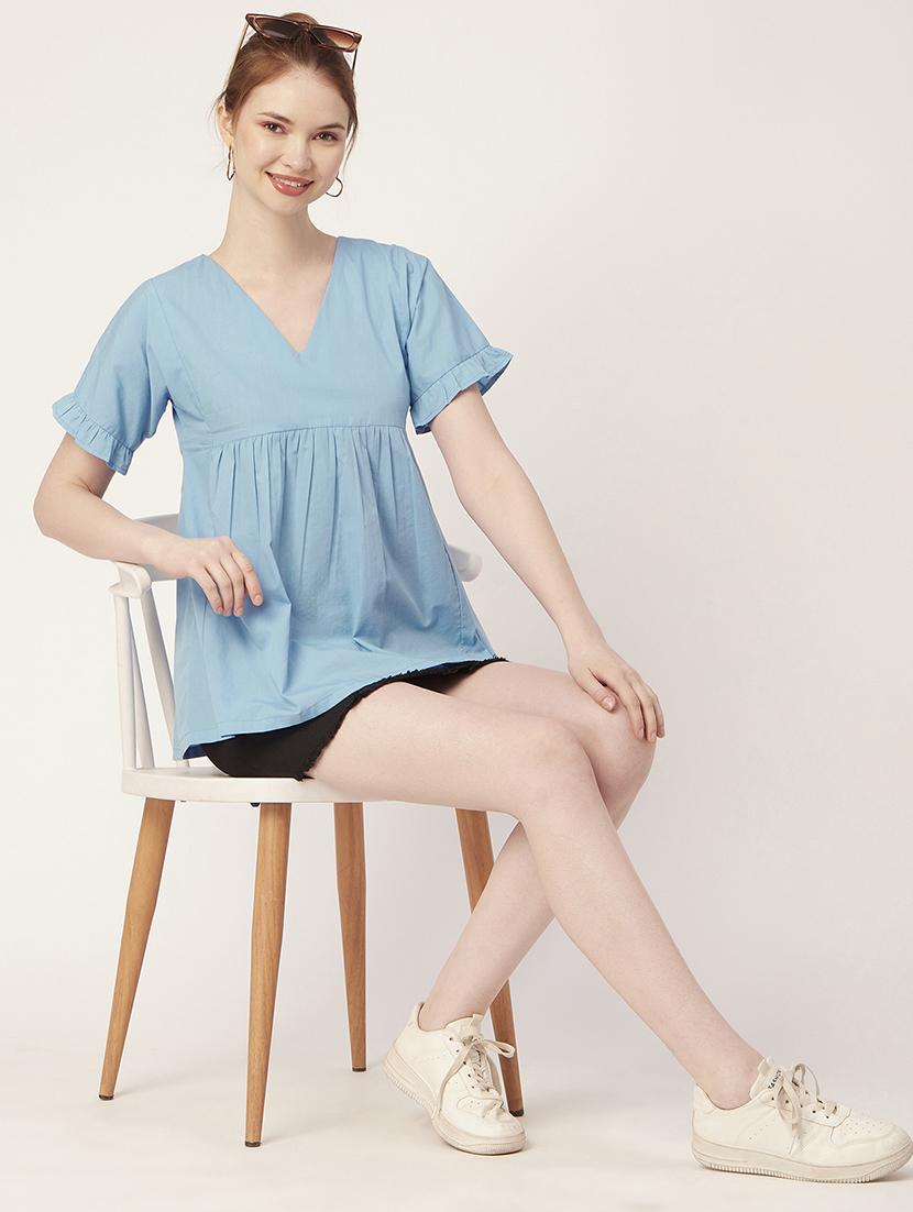 women's peplum v neck top - 20149037 - Standard Image - 3