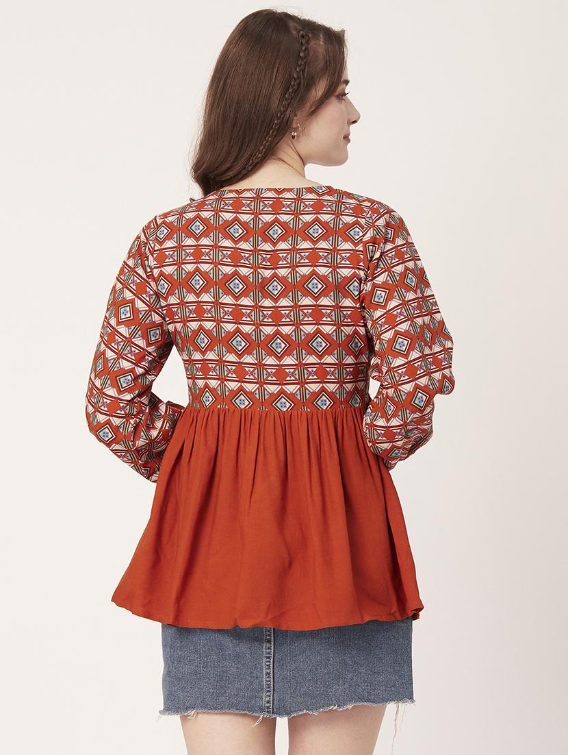women's a line v neck top - 20149051 - Standard Image - 3