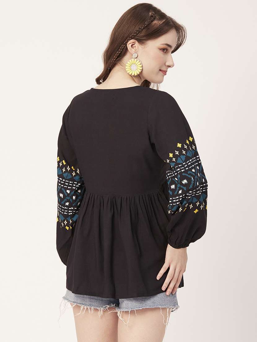 women's a line v neck top - 20149052 - Standard Image - 3