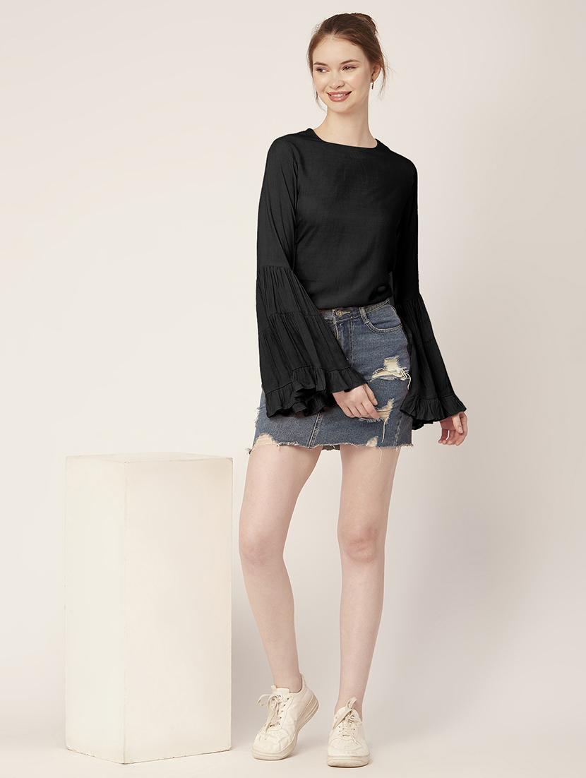 women's straight round neck top - 20149072 - Standard Image - 3