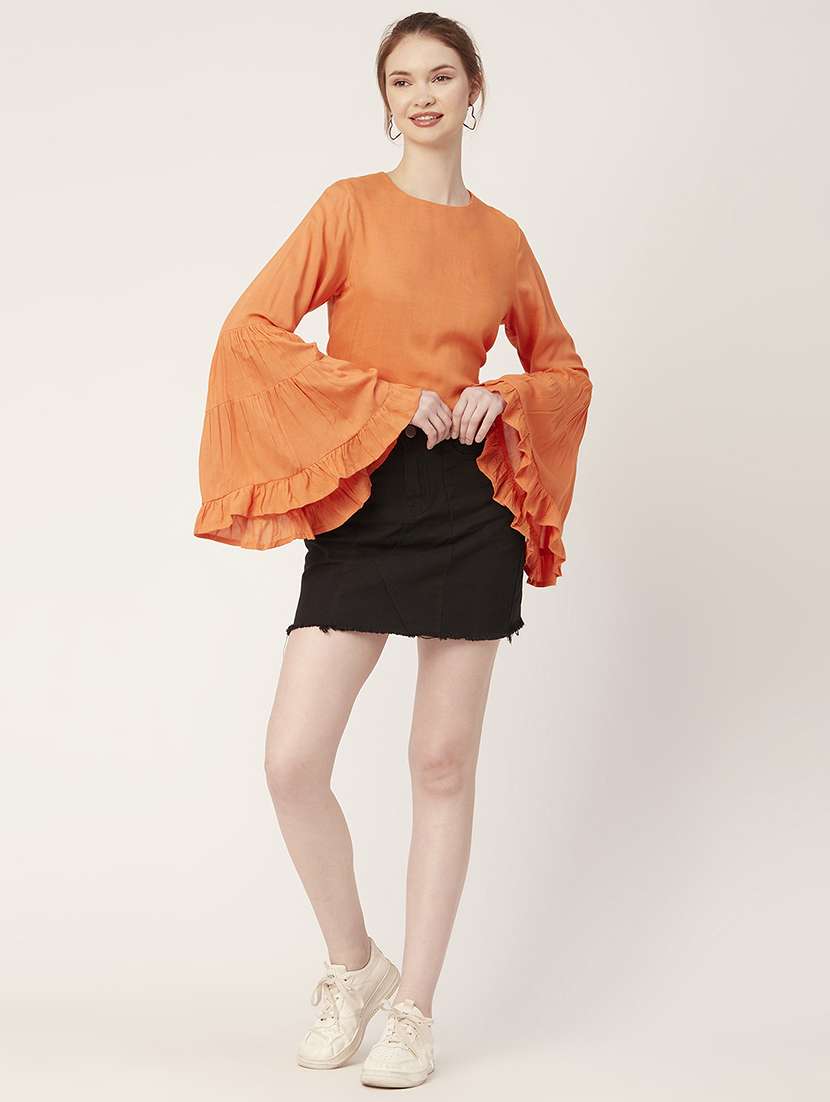 women's straight round neck top - 20149074 - Standard Image - 3