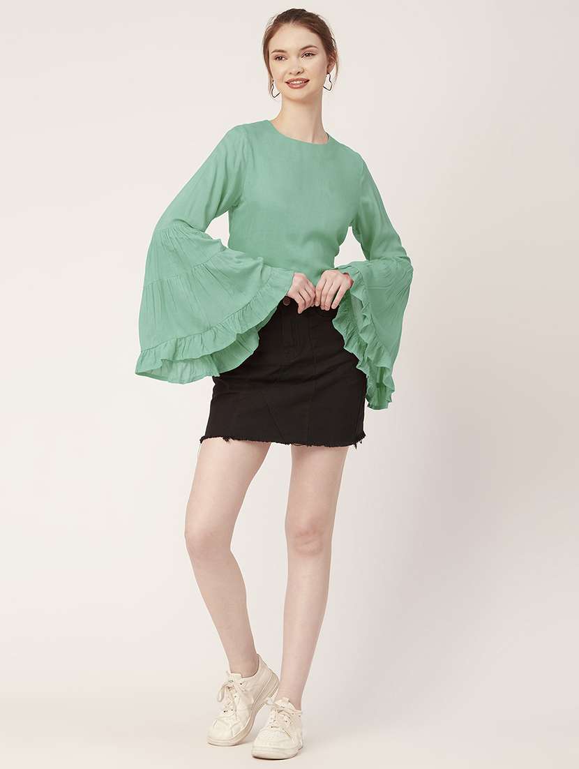 women's straight round neck top - 20149075 - Standard Image - 3