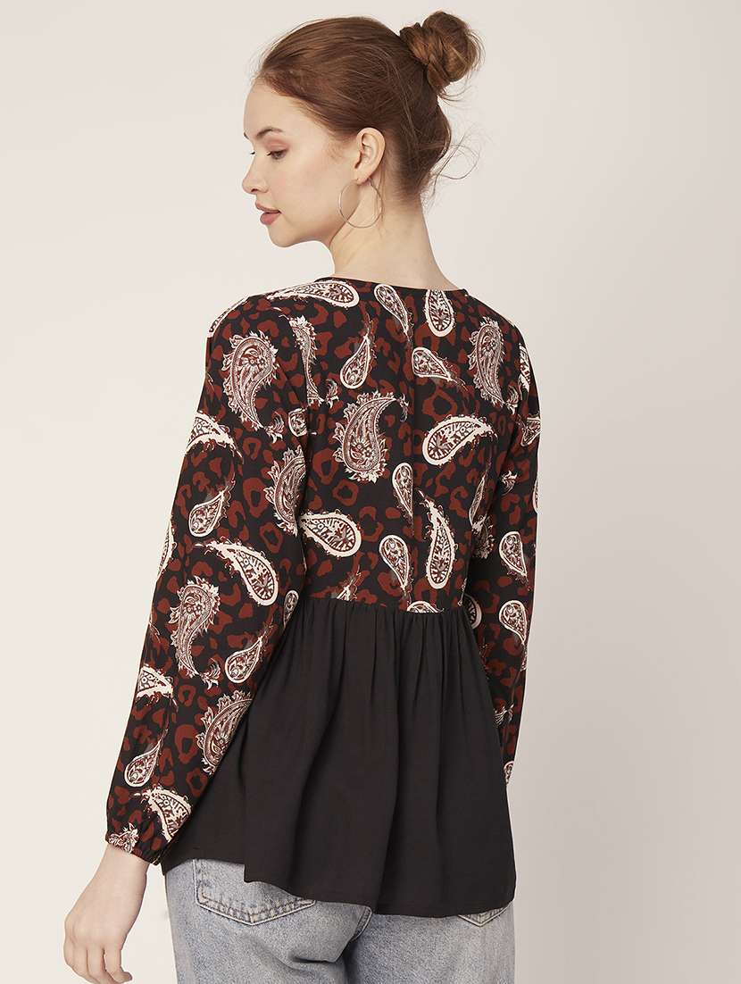 women's a line v neck top - 20149093 - Standard Image - 3