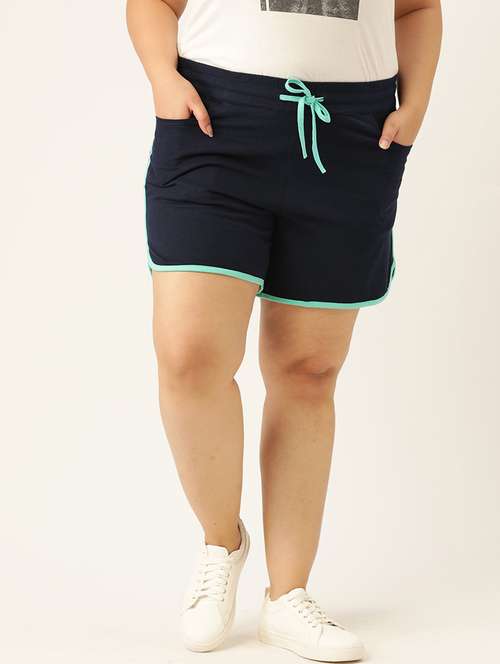 navy blue cotton tailored shorts - 20149102 - Standard Image - 0
