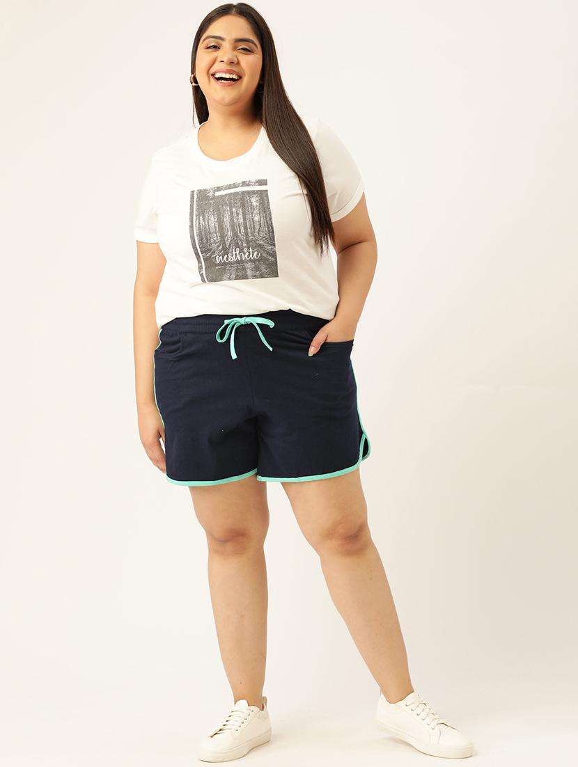 navy blue cotton tailored shorts - 20149102 - Standard Image - 3