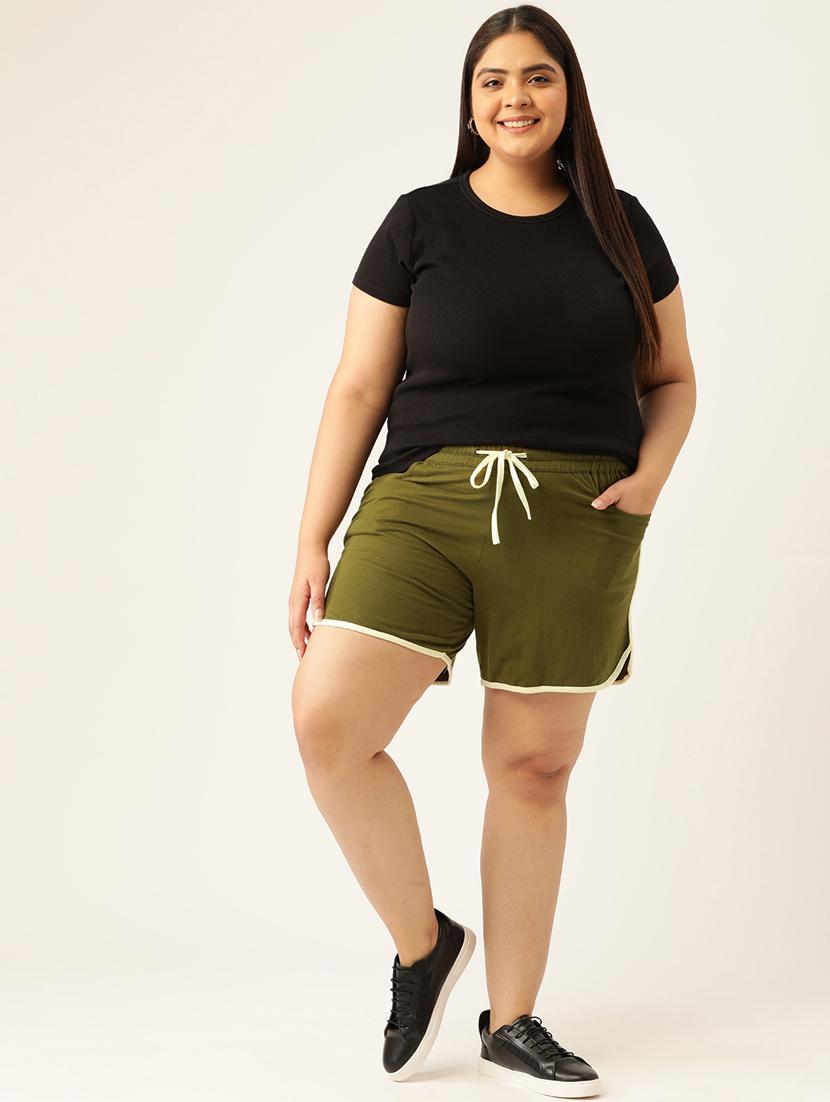 green cotton tailored shorts - 20149104 - Standard Image - 3