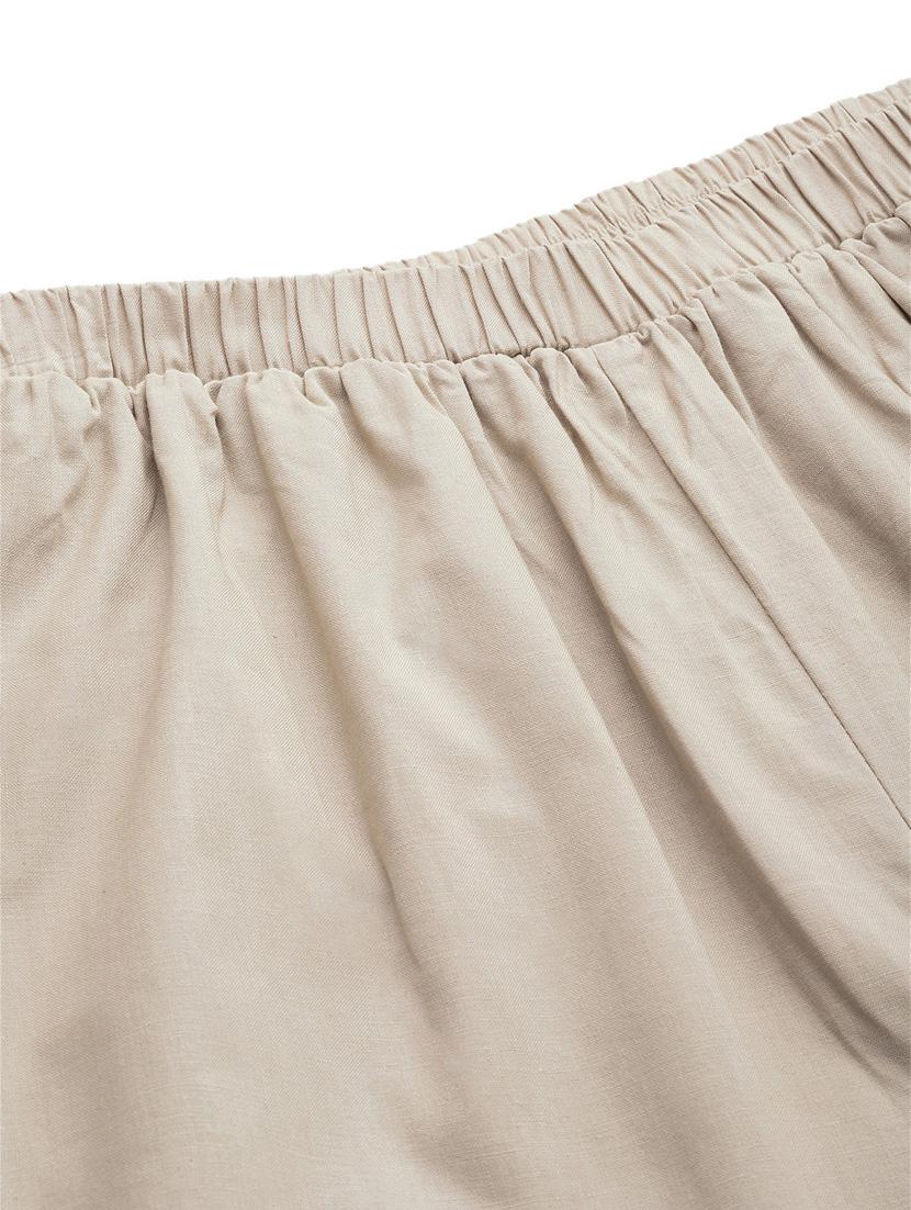beige solid plus trouser - 20149241 - Standard Image - 5