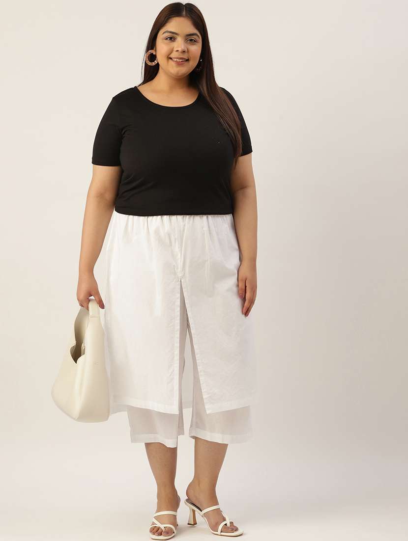 women solid color flat front culottes - 20149242 -  Standard Image - 3