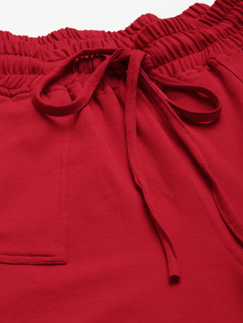 plus size red solid relaxed fit cargo - 20149344 - Standard Image - 5