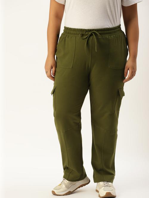 plus size green solid relaxed fit cargo - 20149347 -  Standard Image - 0