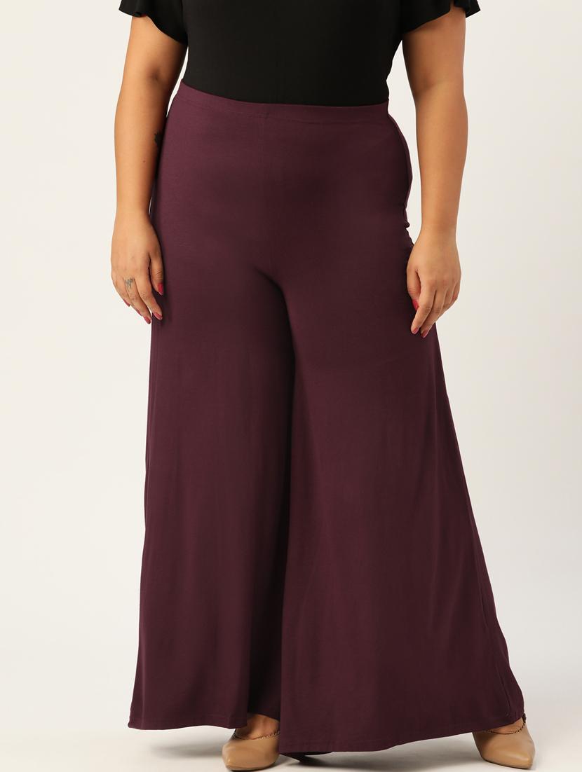 purple viscose palazzos - 20150021 - Zoom Image - 0