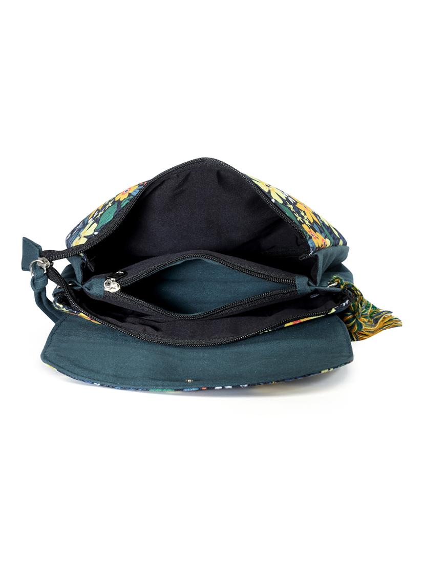 green cotton polyester blend sling bag - 20150029 - Standard Image - 3