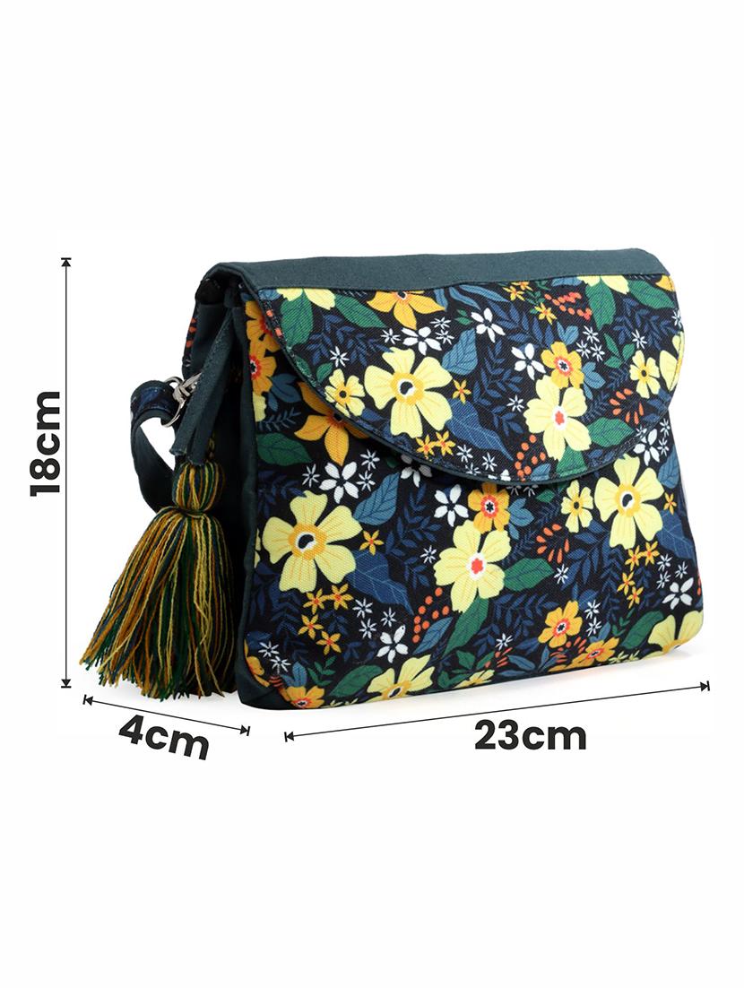 green cotton polyester blend sling bag - 20150029 - Standard Image - 5