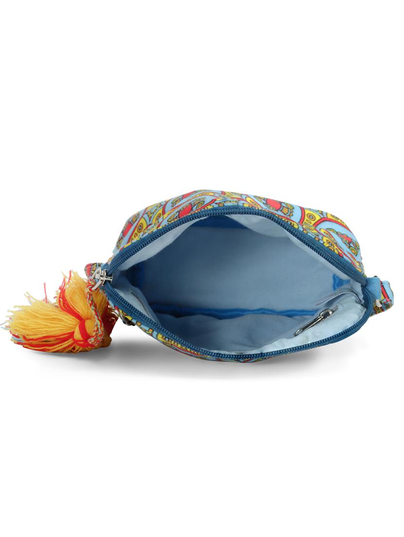 blue cotton polyester blend sling bag - 20150030 - Standard Image - 3