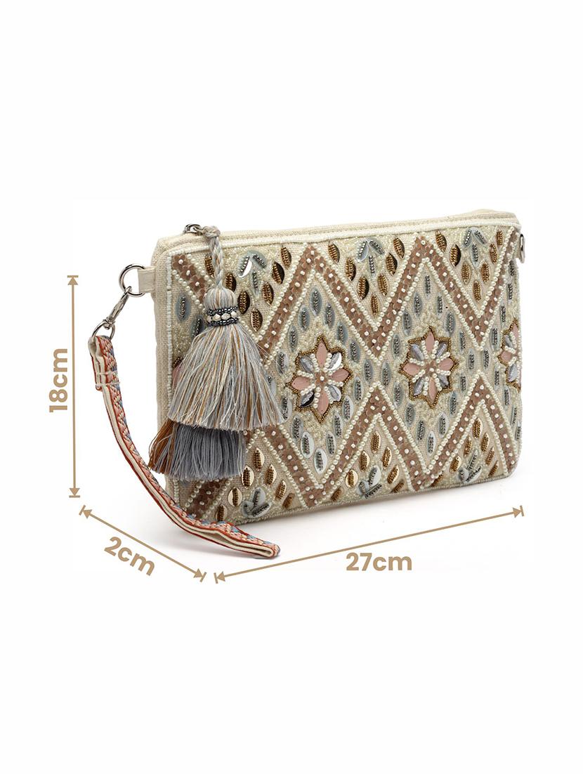 cream cotton sling bag - 20150031 - Standard Image - 5