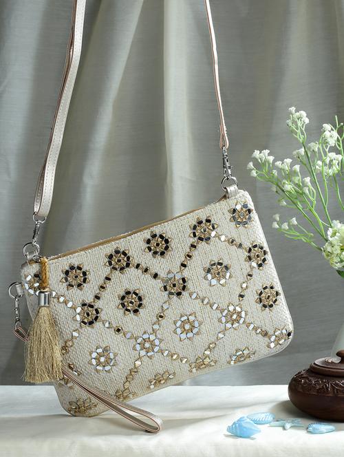 beige cotton sling bag - 20150033 -  Standard Image - 0
