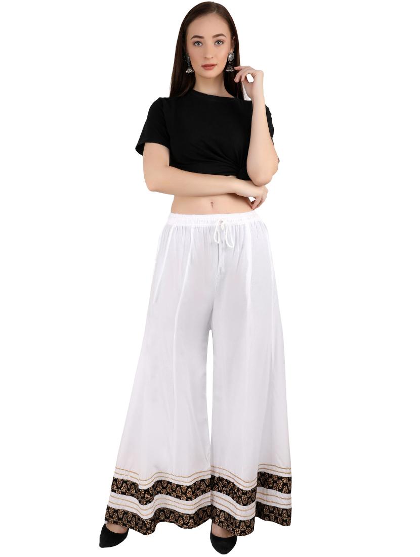 self design flared regular palazzo - 20150199 - Standard Image - 3