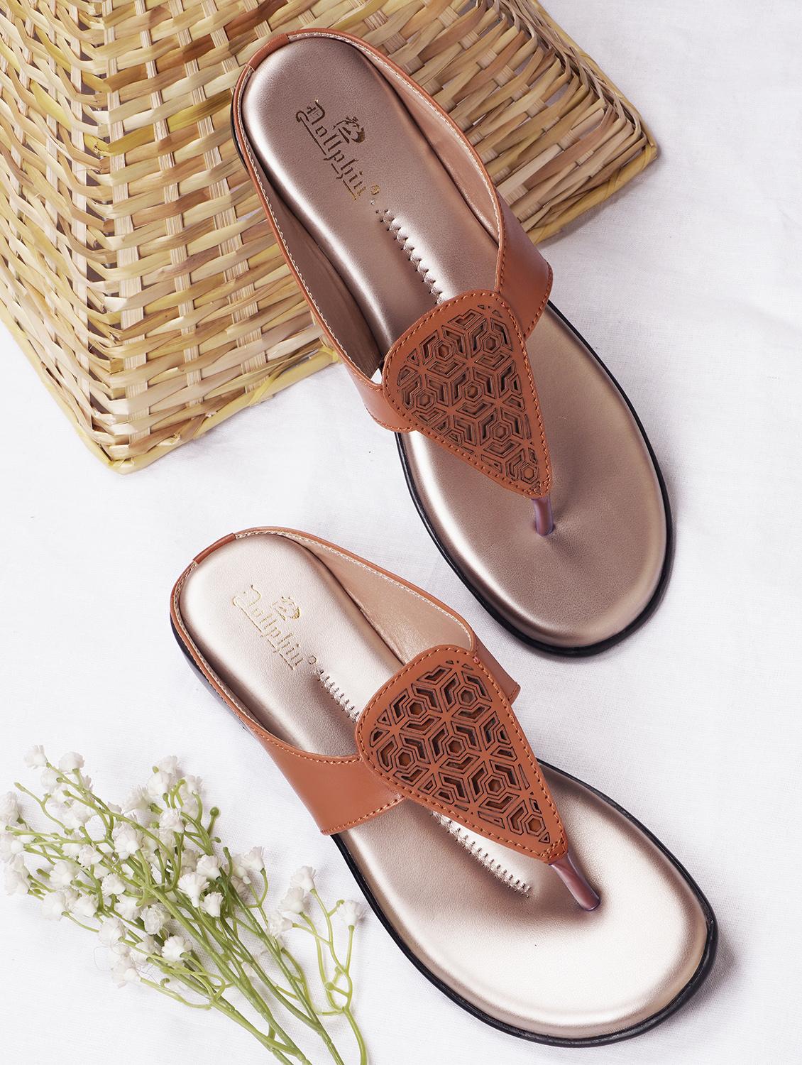tan fabric slip on sandals - 20151185 -  Zoom Image - 0