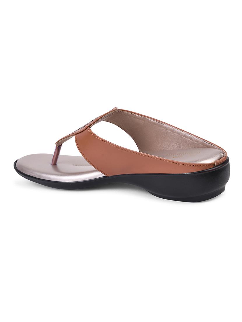 tan fabric slip on sandals - 20151185 - Standard Image - 3