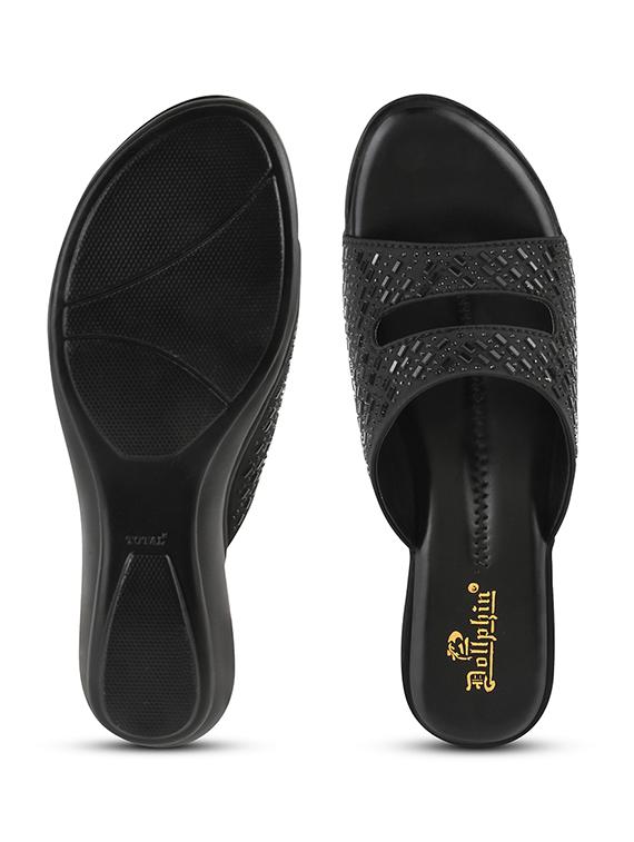 black fabric slip on sandals - 20151191 - Standard Image - 5
