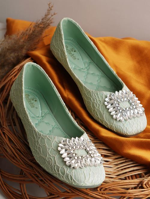 green pu slip on ballerina - 20151241 -  Standard Image - 0