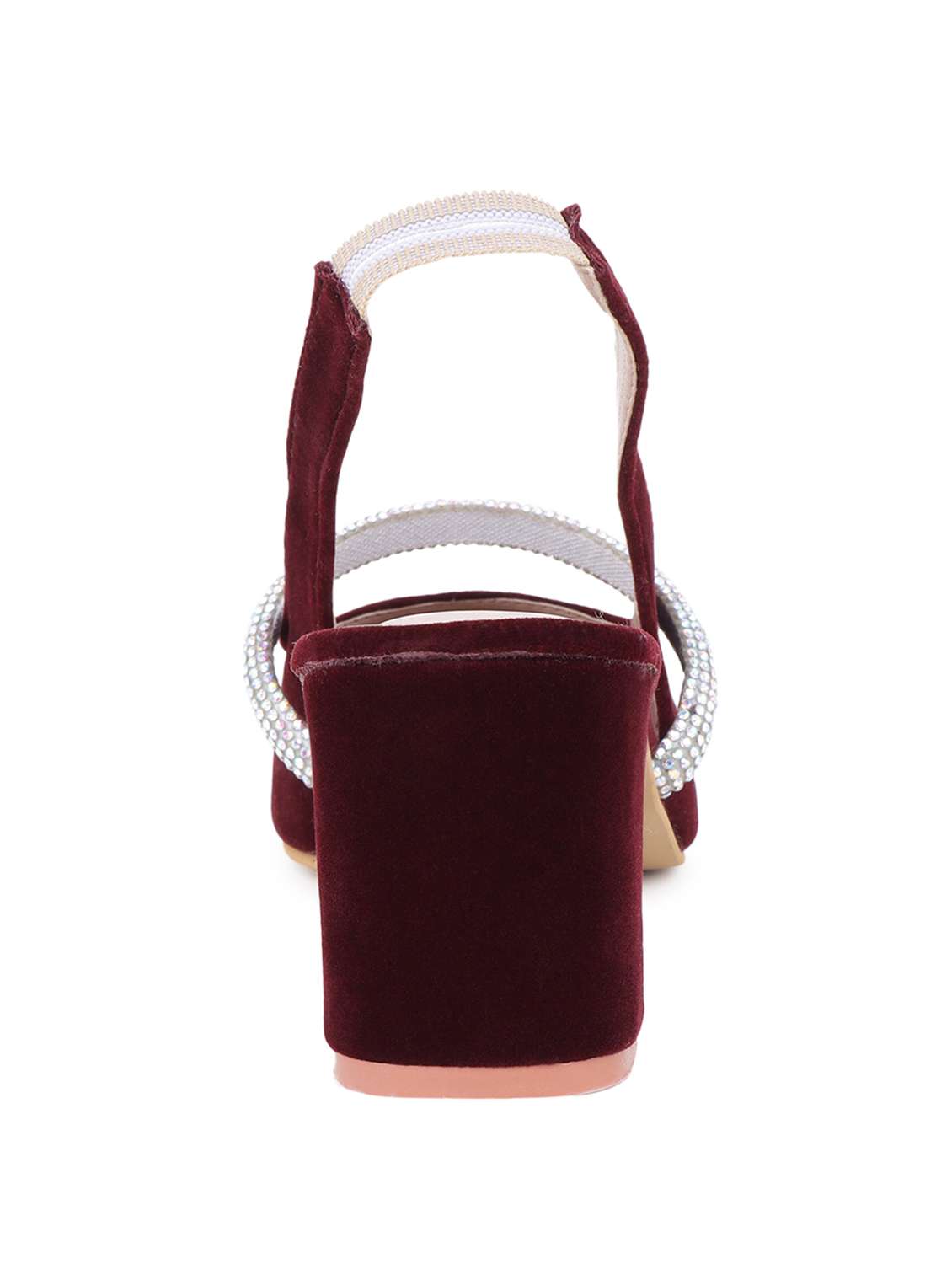 maroon mules stretchable loop block heel sandal - 20151670 -  Standard Image - 3
