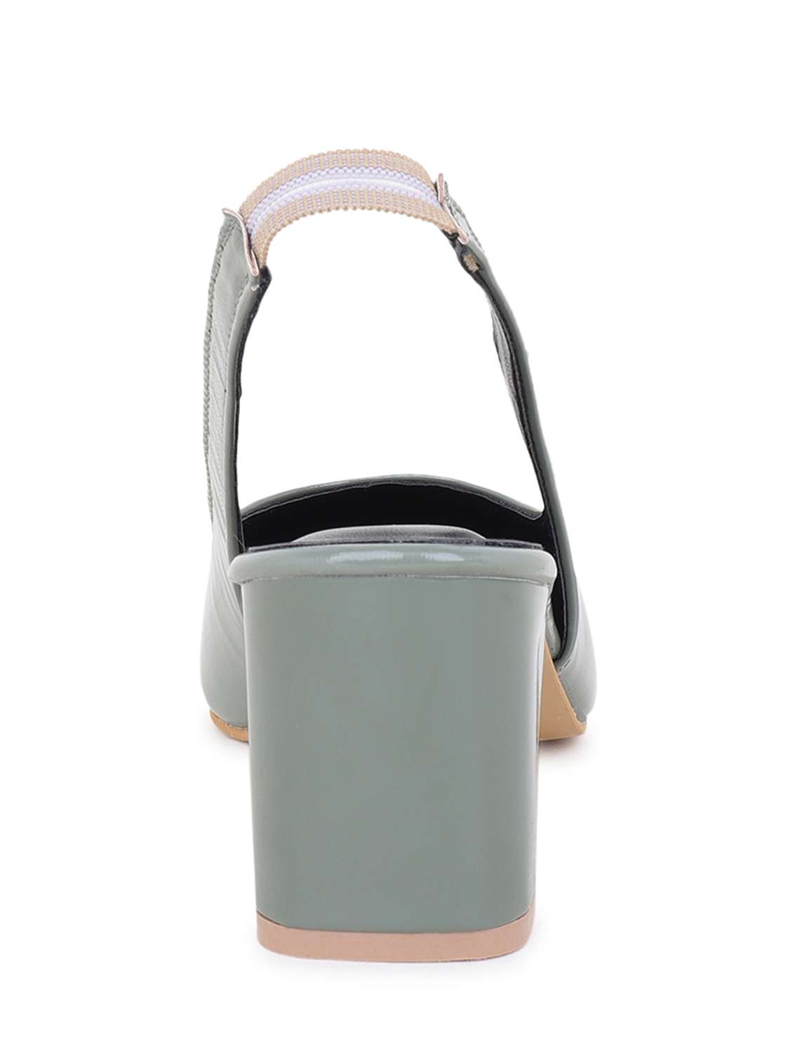 green mules block heel stretchable loop sandal - 20151671 -  Standard Image - 5