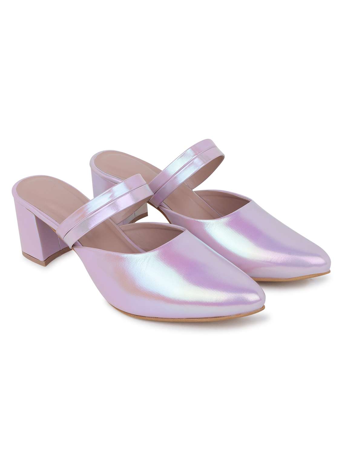 purple solid mules block heel sandal - 20151672 -  Standard Image - 3