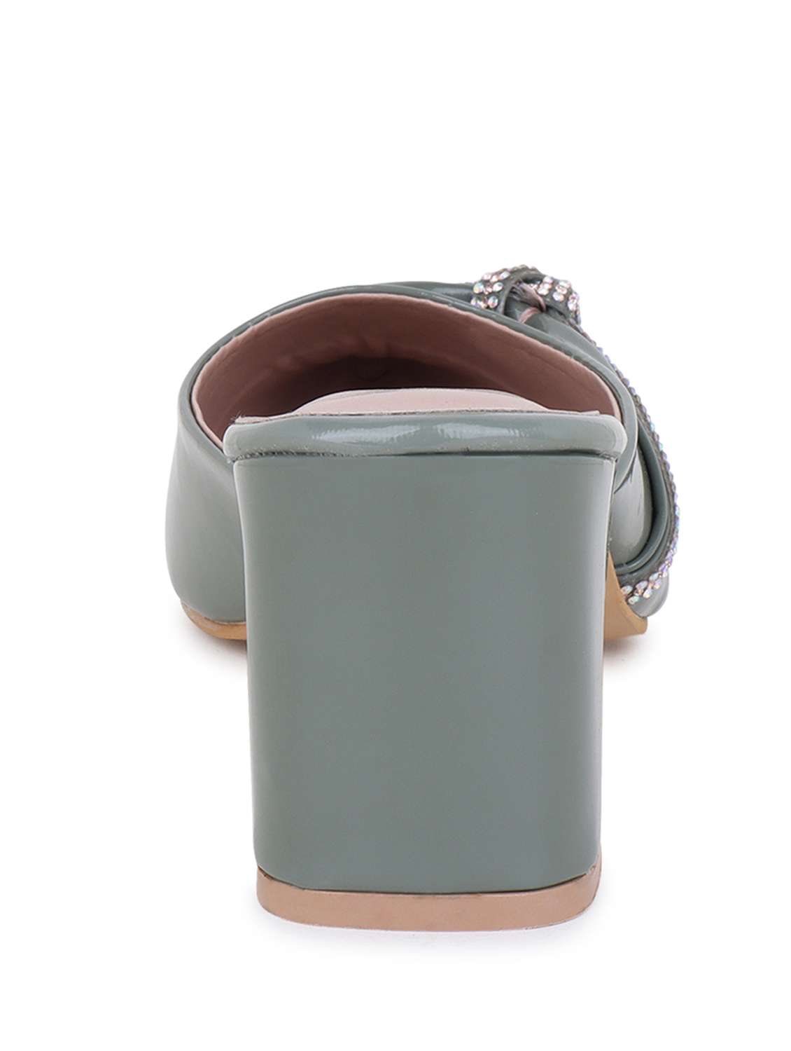green solid mules block heel sandal - 20151673 -  Standard Image - 5