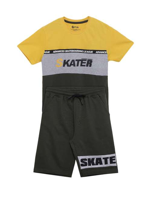 color blocked t-shirt & shorts twin set - 20151922 -  Standard Image - 0