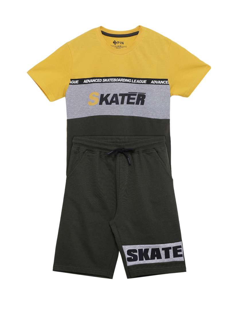 color blocked t-shirt & shorts twin set