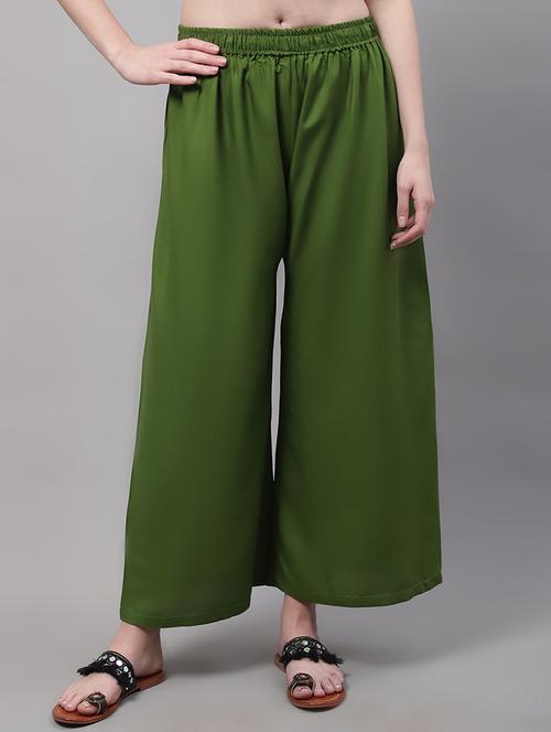 green rayon palazzos - 20151939 - Standard Image - 0
