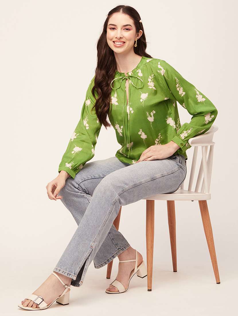 women's straight tie-up neck top - 20152417 -  Standard Image - 3