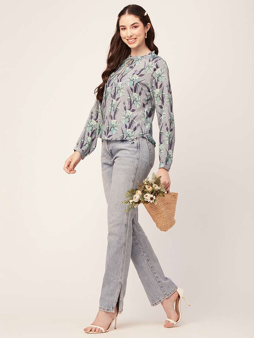 women's straight tie-up neck top - 20152418 -  Standard Image - 3