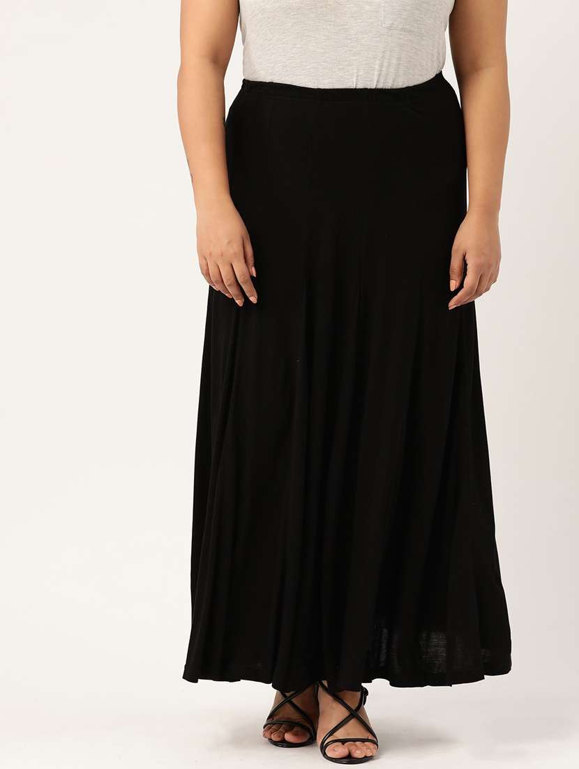 black viscose flared skirts - 20152424 -  Zoom Image - 0